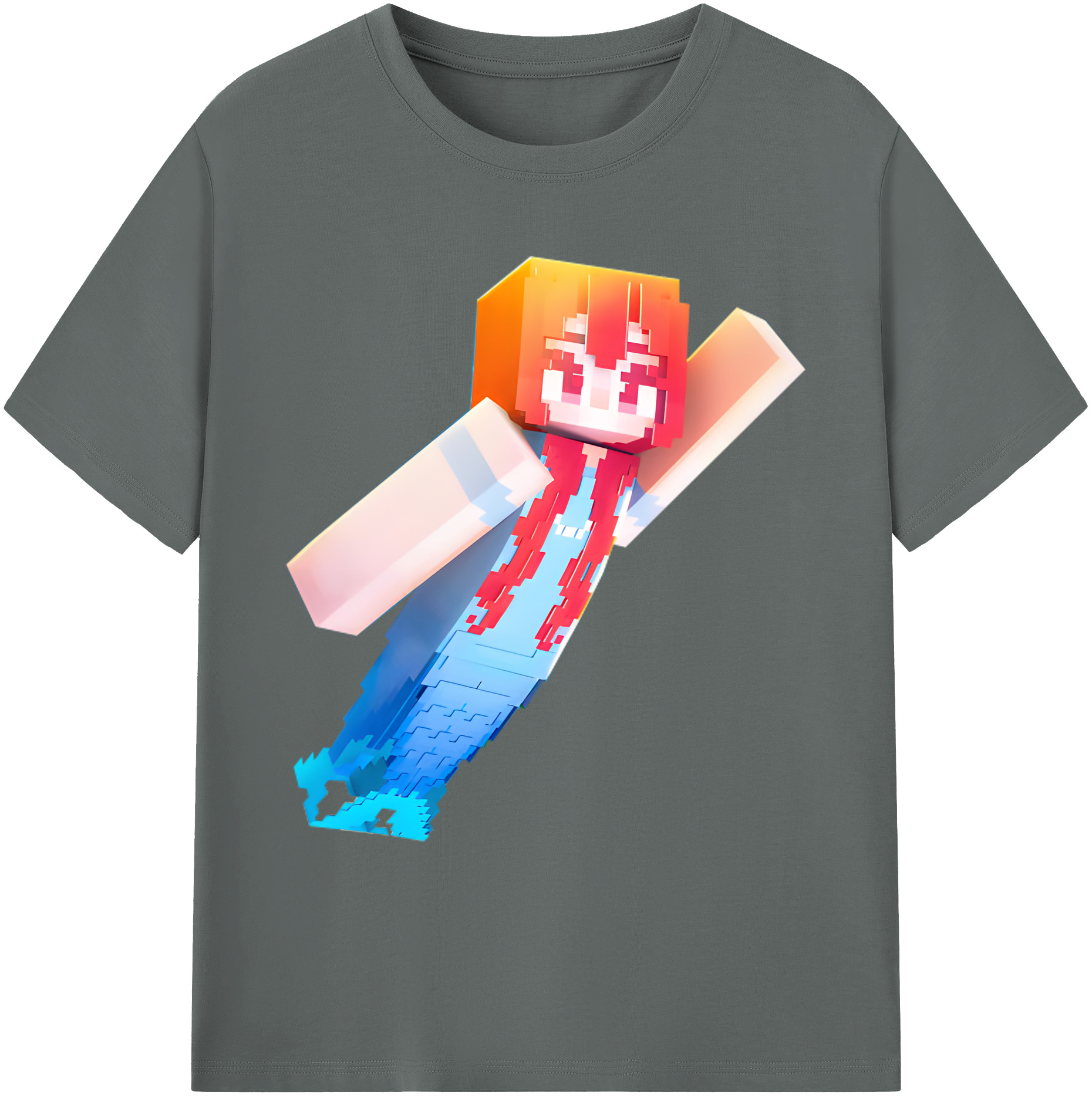 （画像用） マインクラフト ブロックの世界 Minecraft MC Block world 綿100％ メンズ半袖Tシャツ｜肌触りやわらか＆通気性
